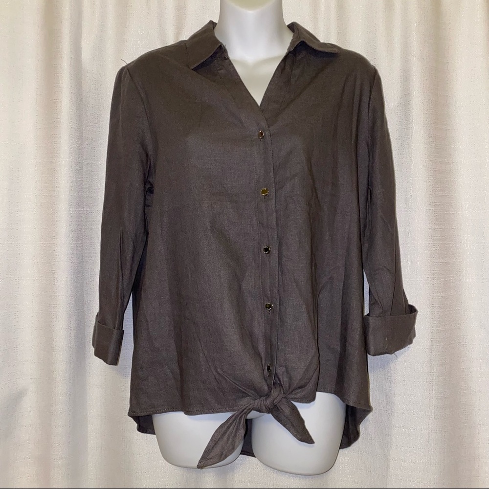 Anne Klein Nantucket Grey Women’s Button Up Top size small 🆕